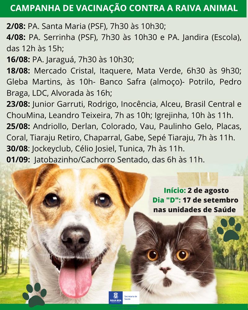 cronograma vacinacao antirrabica