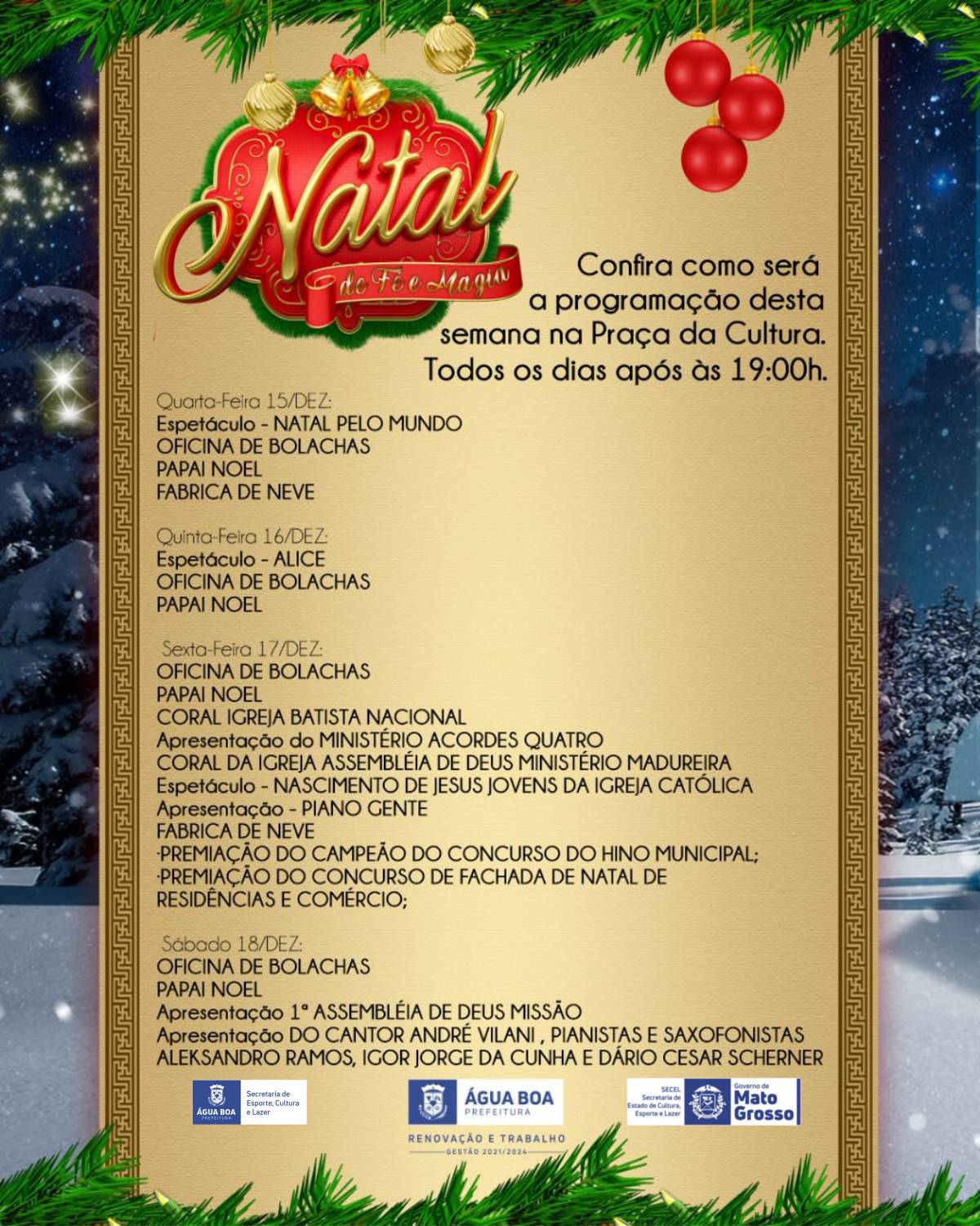 programacao natal de fe e magia