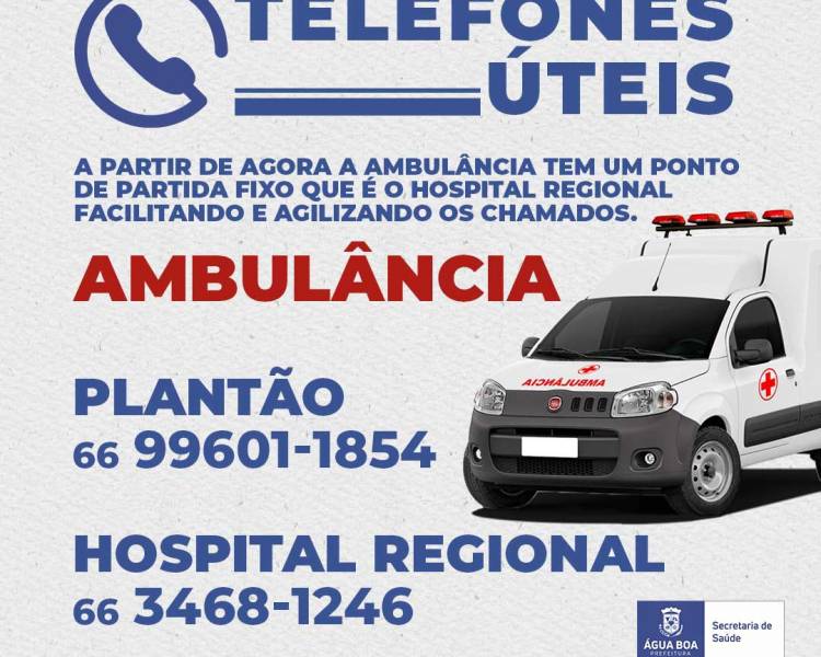 Saúde informa contato de ambulância do município