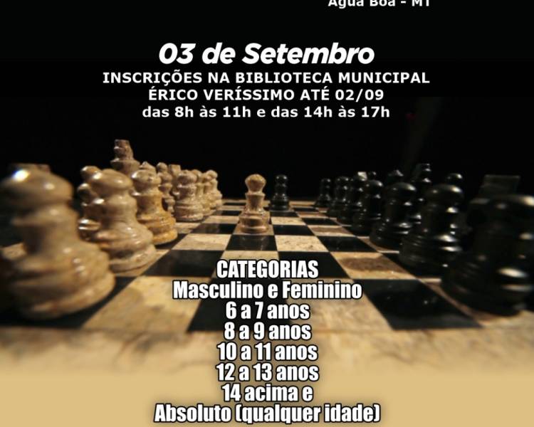 Inscrições abertas para o 1º Torneio da Independência de Xadrez de Água Boa