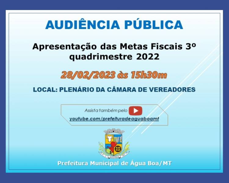 Secretaria Municipal de Finanças promove 3ª Audiência Pública de Metas Fiscais de 2022