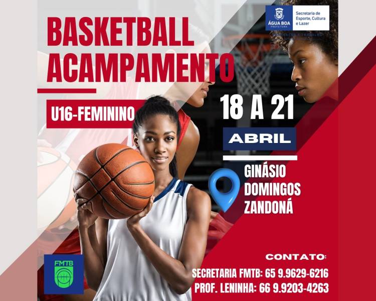 Vem aí, acampamento U16 Feminino de Basquetebol em Água Boa