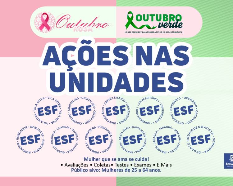 ESF's oferecem serviços dedicados à mulher em alusão ao Outubro Rosa e Verde