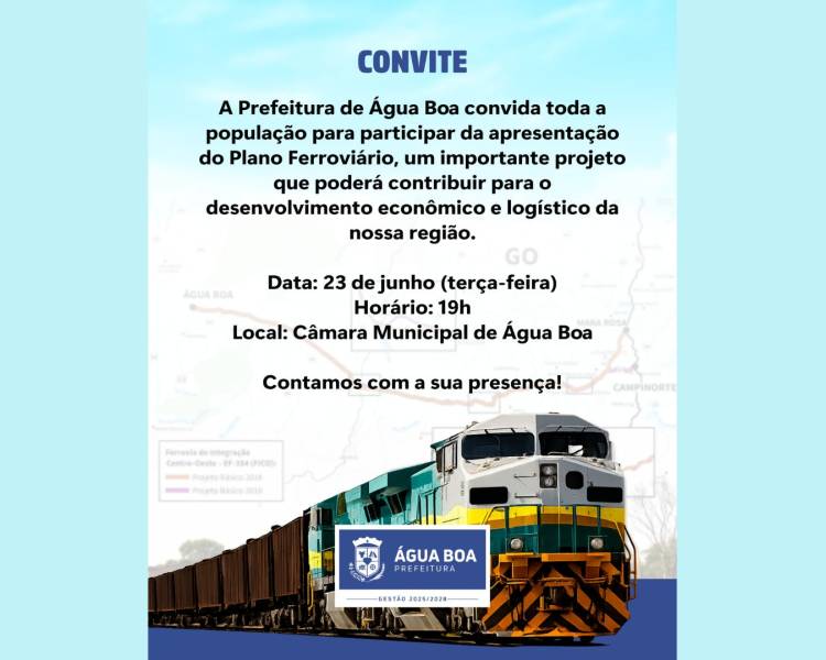 Prefeitura convida população para participar da apresentação do Plano Ferroviário