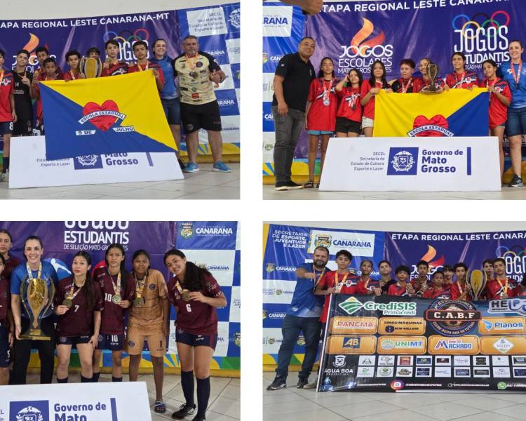 Futsal de Água Boa conquista títulos e garante vaga para a etapa estadual dos Jogos Escolares e Estudantis Mato-grossenses 2026