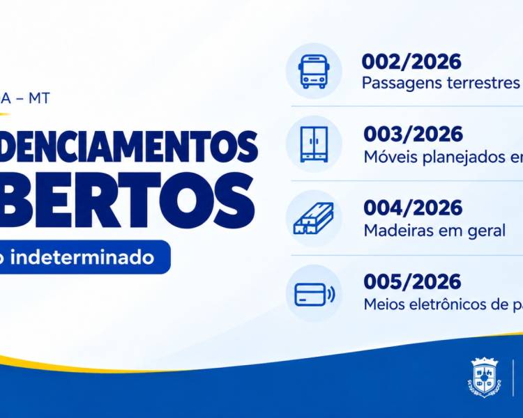 Prefeitura de Água Boa divulga quatro credenciamentos abertos para fornecedores e prestadores de serviços