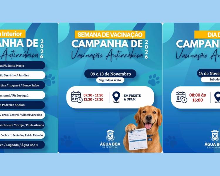 Prefeitura de Água Boa amplia opções de vacinação antirrábica para cães e gatos