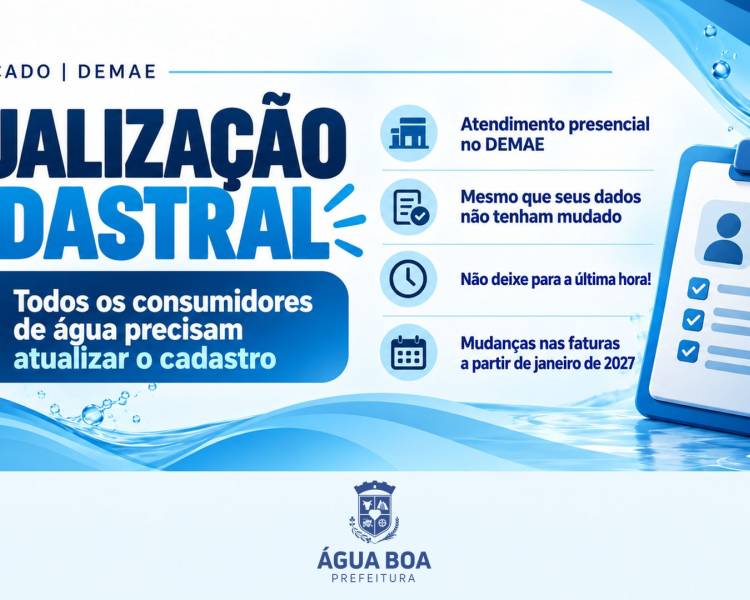 Atenção, consumidores de água! DEMAE convoca todos para atualização cadastral presencial 